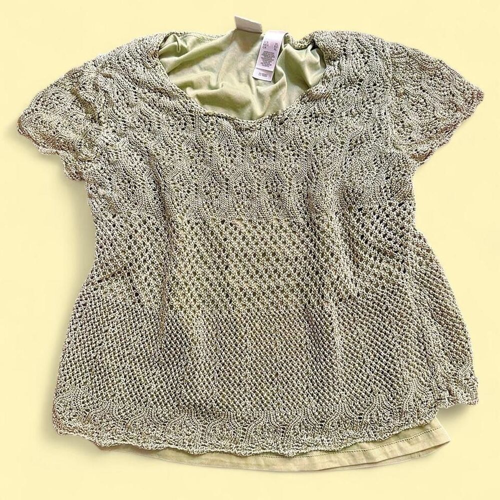 Emma James Green Crochet Top Size XL